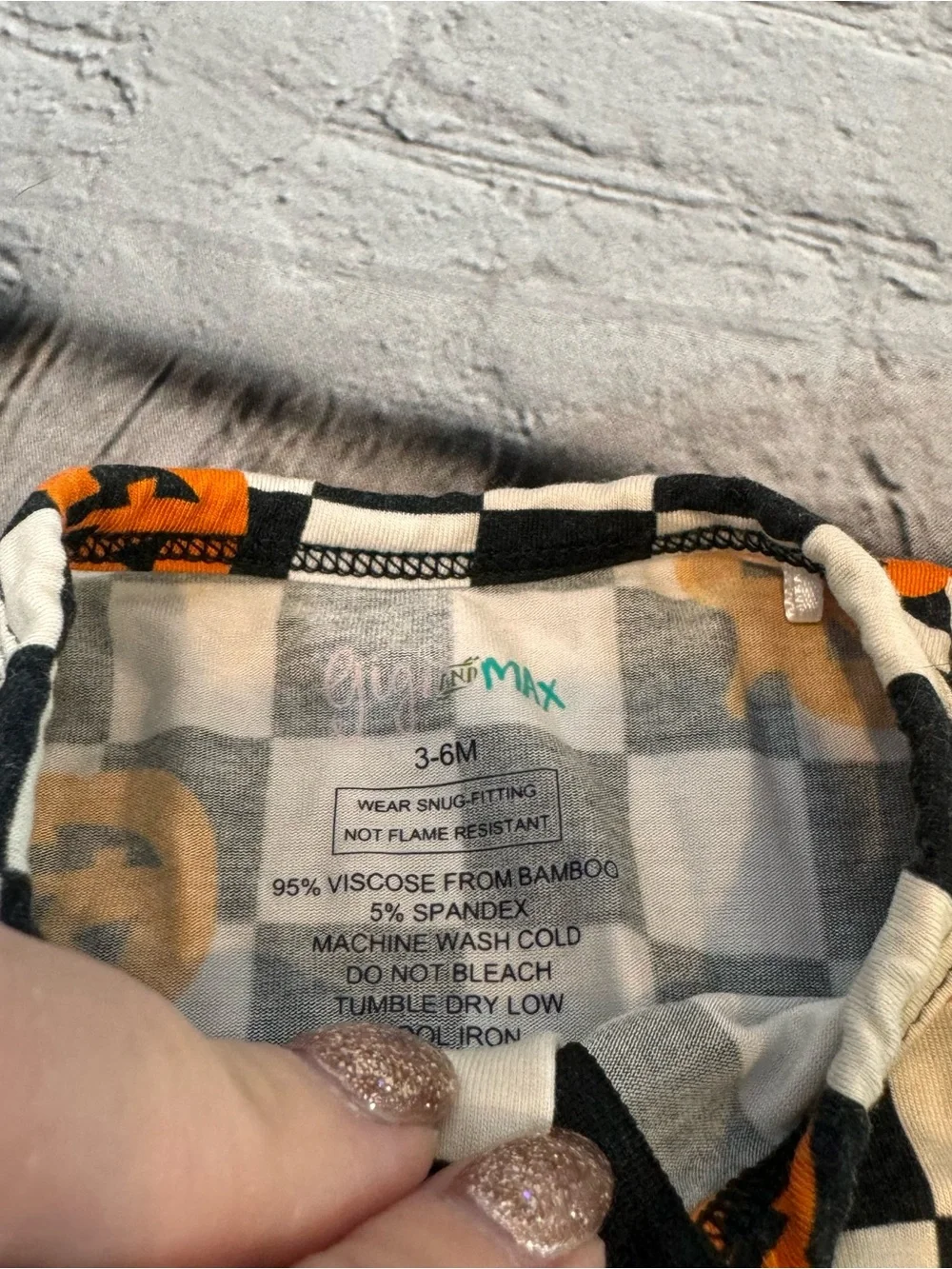 Gigi & Max Pumpkin Checker Print Pattern Bamboo Zippie